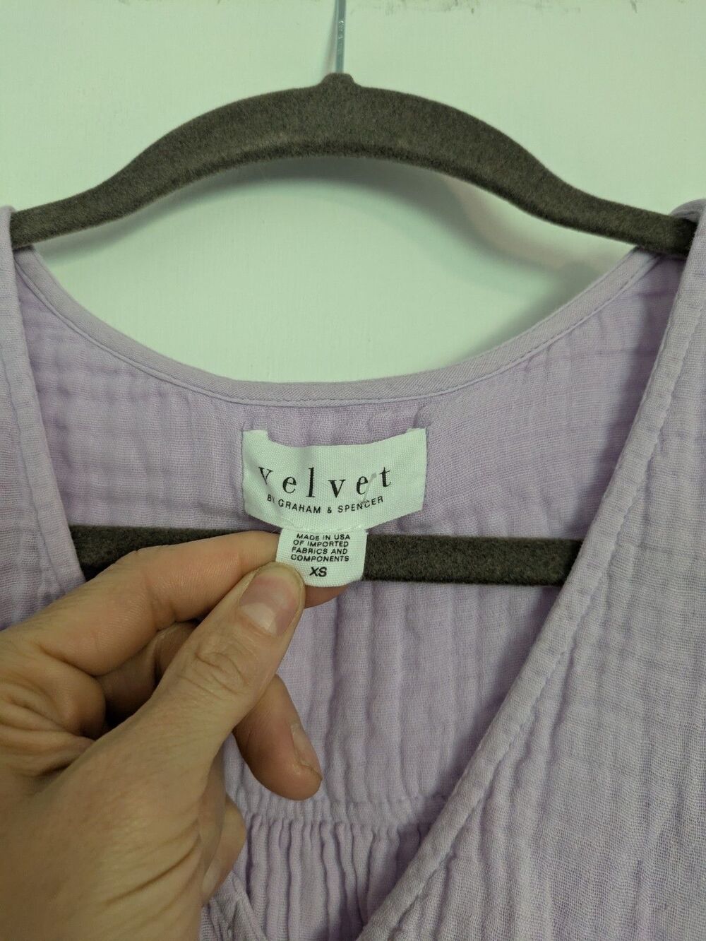 Velvet by Graham & Spencer Pauline Dress XS Purple Cotton Midi Vacation Resort - Picture 6 of 9